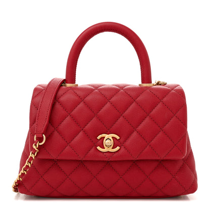 Chanel Caviar Quilted Mini Coco Handle Flap Red 1 of 12
