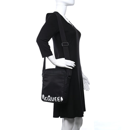 Alexander McQueen Nylon Painted Logo Messenger Bag Black 2 of 9