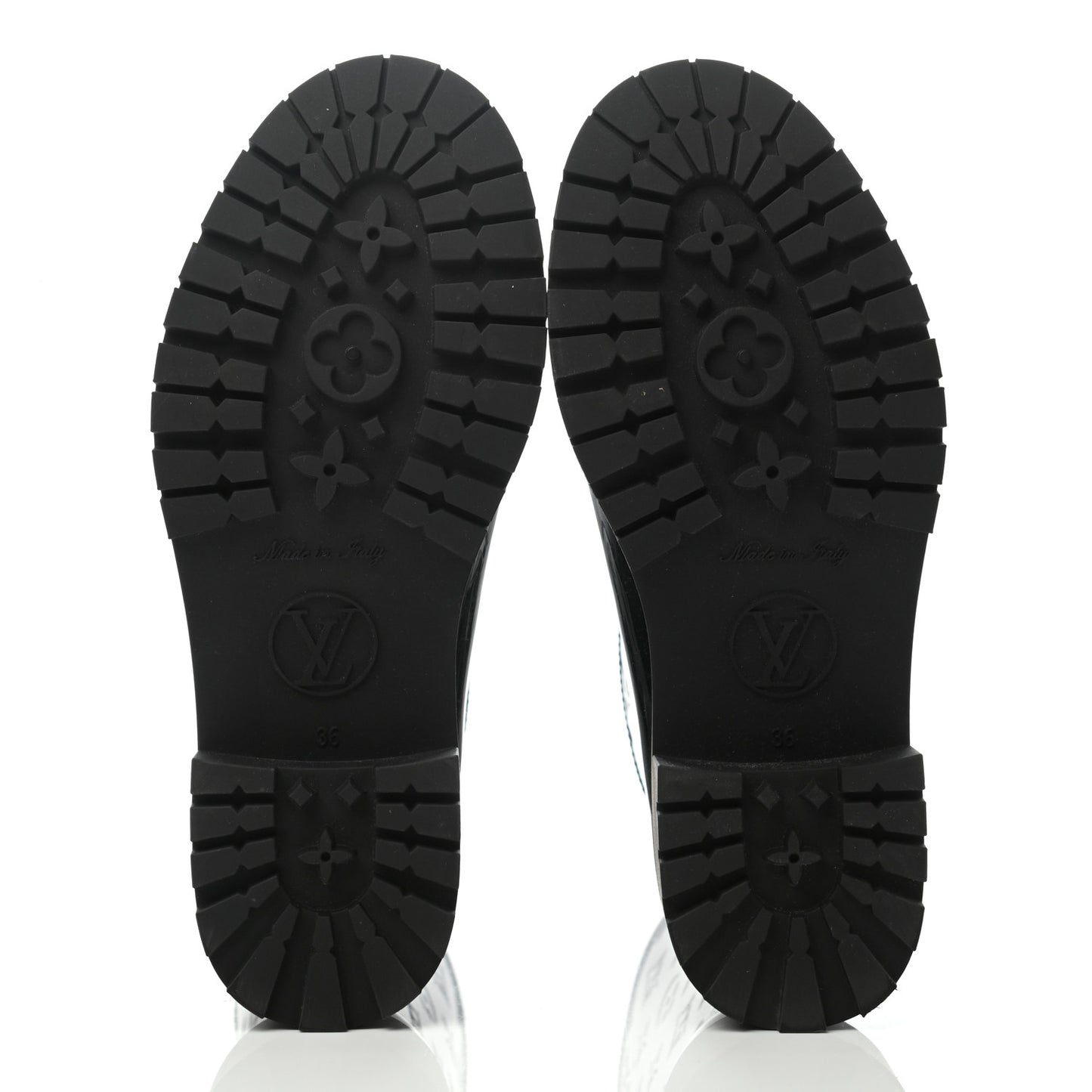Rubber Embossed Monogram Drops Flat Half Boots 36 Black
