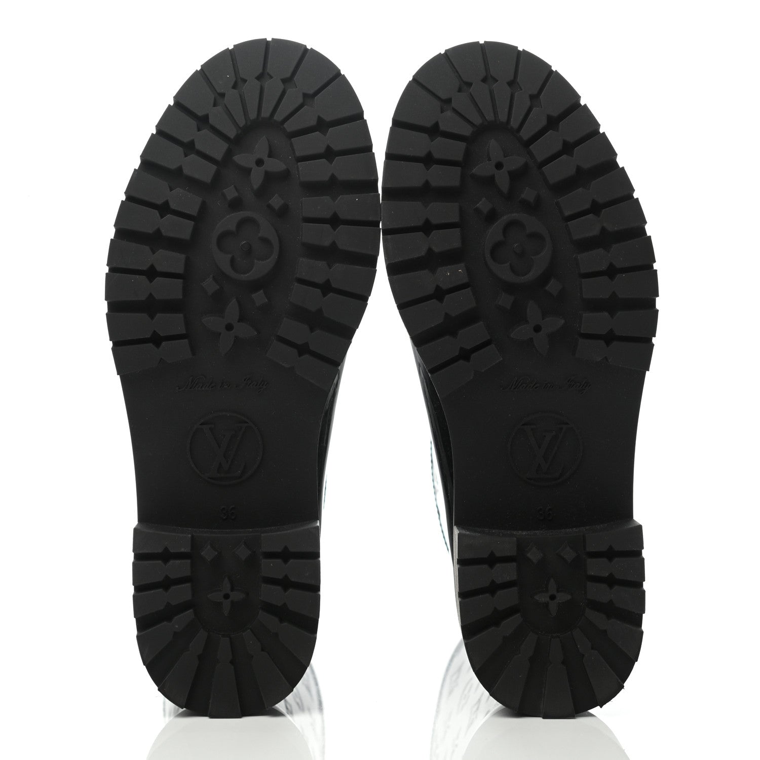 Louis Vuitton Rubber Embossed Monogram Drops Flat Half Boots 36 Black 5 of 8