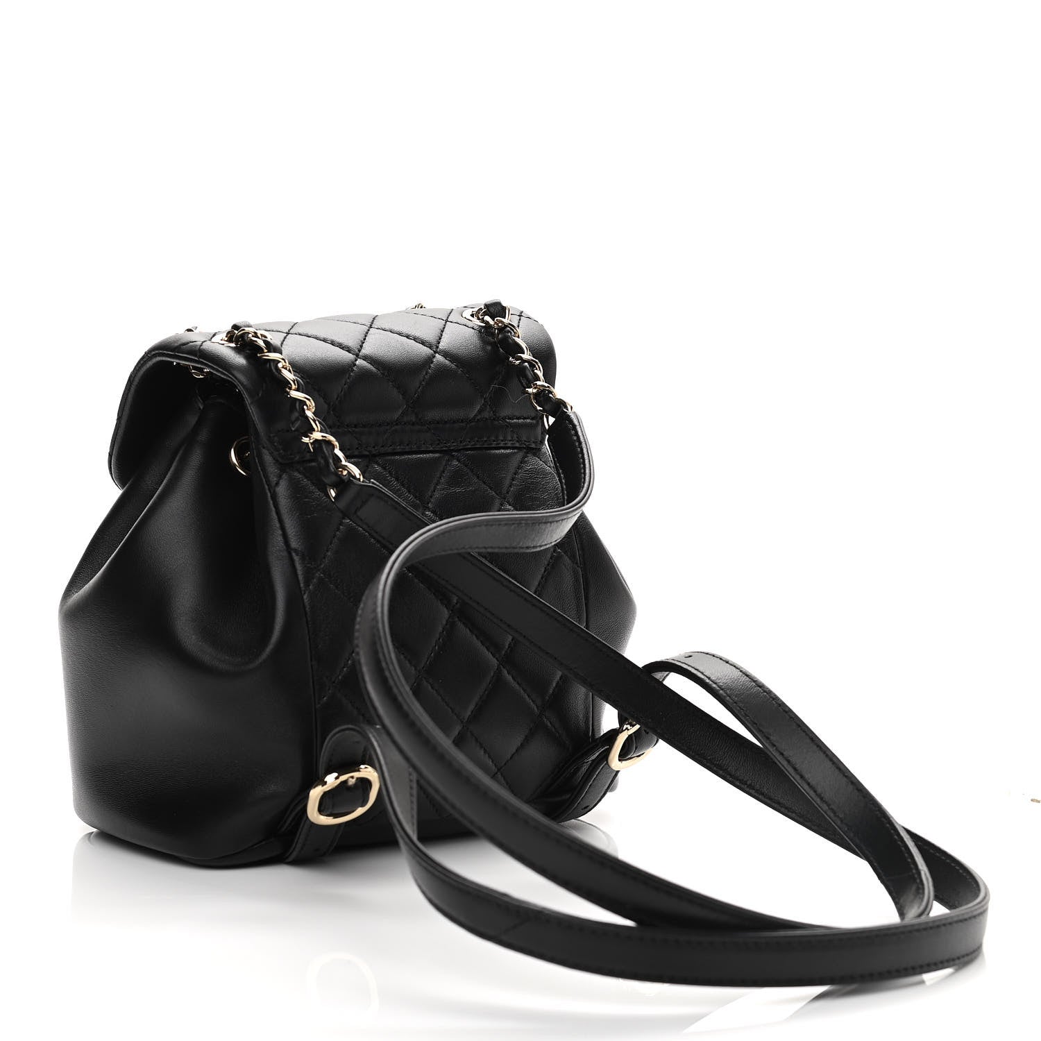 Chanel Lambskin Quilted Small Duma Drawstring Backpack Black 3 of 10
