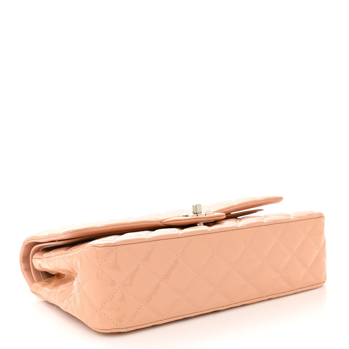 Patent Quilted Medium Double Flap Light Pink