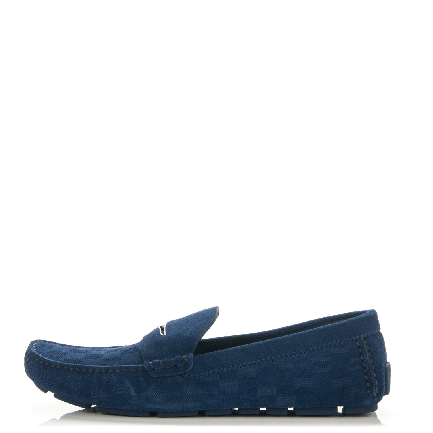 Louis Vuitton Suede Damier Shade Car Moccasin Loafers Blue 1 of 6