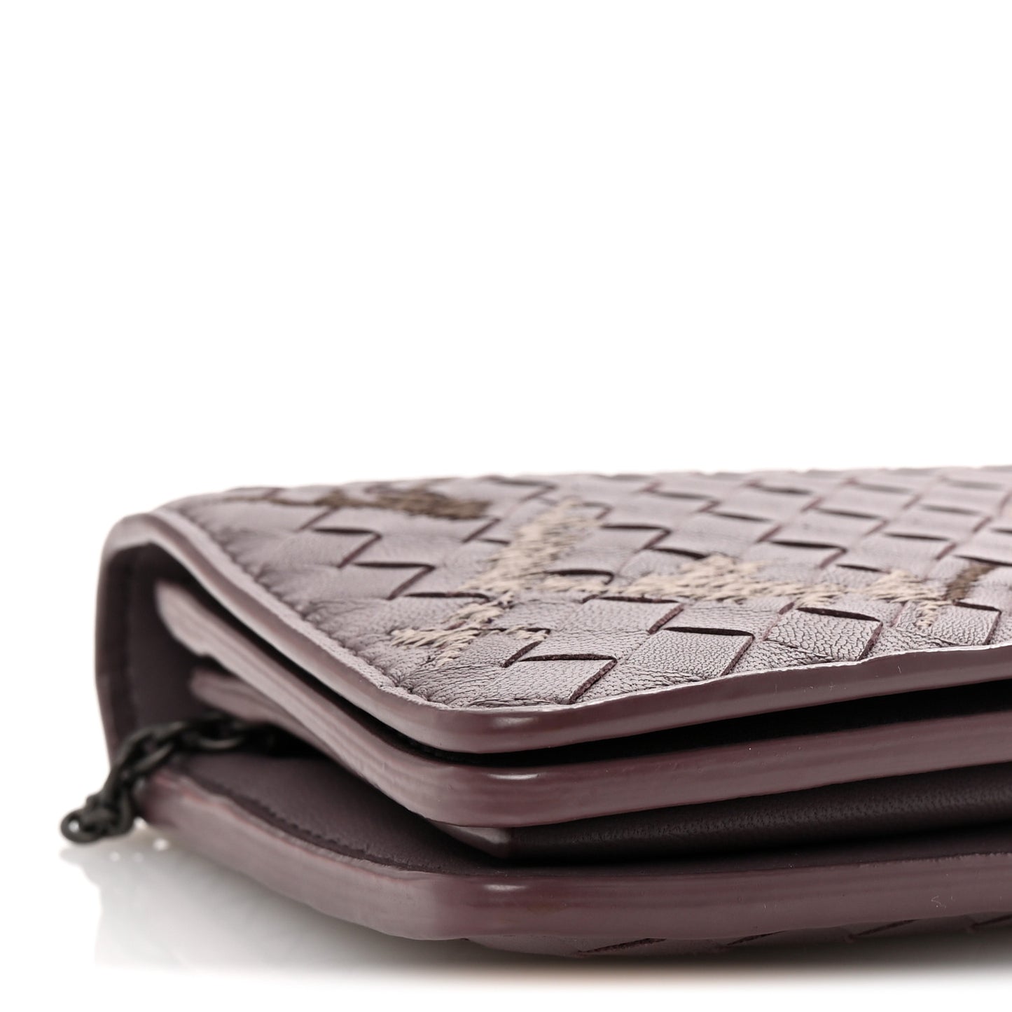 Nappa Intrecciato Graffiato Continental Wallet on Chain Glicine