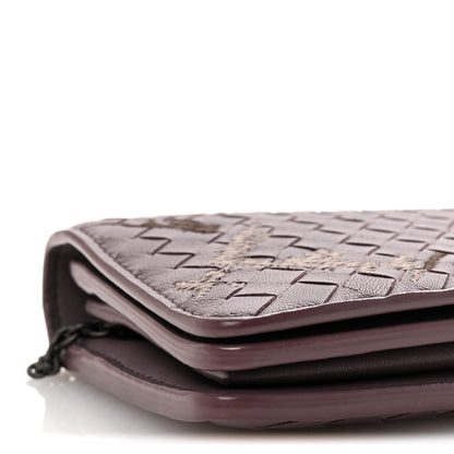 Bottega Veneta Nappa Intrecciato Graffiato Continental Wallet on Chain Glicine 9 of 11