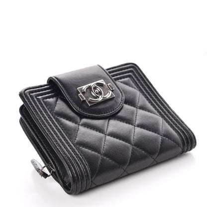 Chanel Lambskin Quilted Boy Zipped Pocket Wallet Black 4 of 9