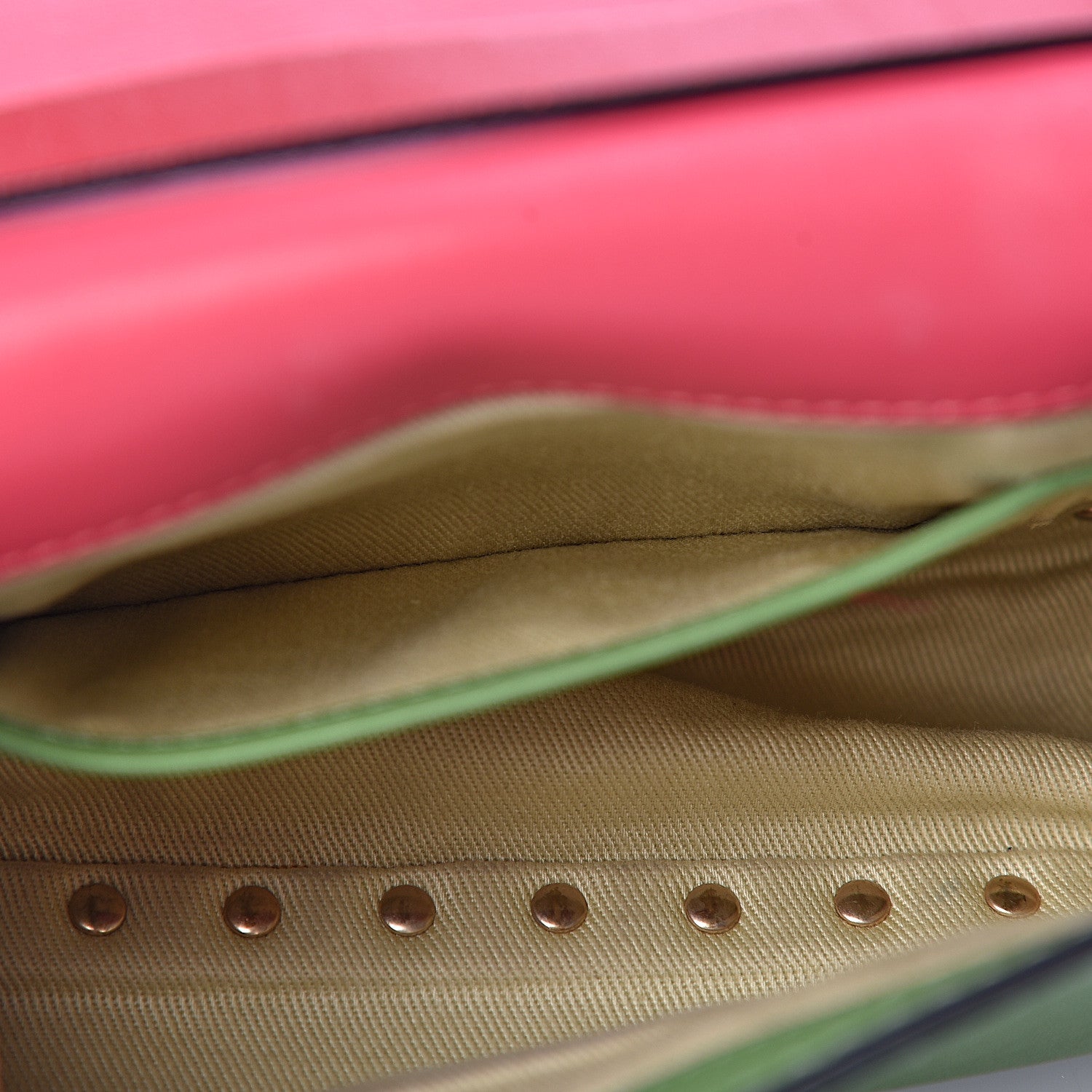 Valentino Garavani Vitello Colorblock Mini Rockstud Flap Saddle Crossbody Bag Deep Rose Green Grey Scarlet 6 of 15