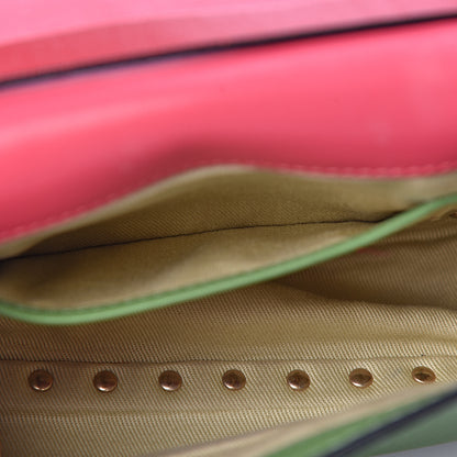 Valentino Garavani Vitello Colorblock Mini Rockstud Flap Saddle Crossbody Bag Deep Rose Green Grey Scarlet 6 of 15