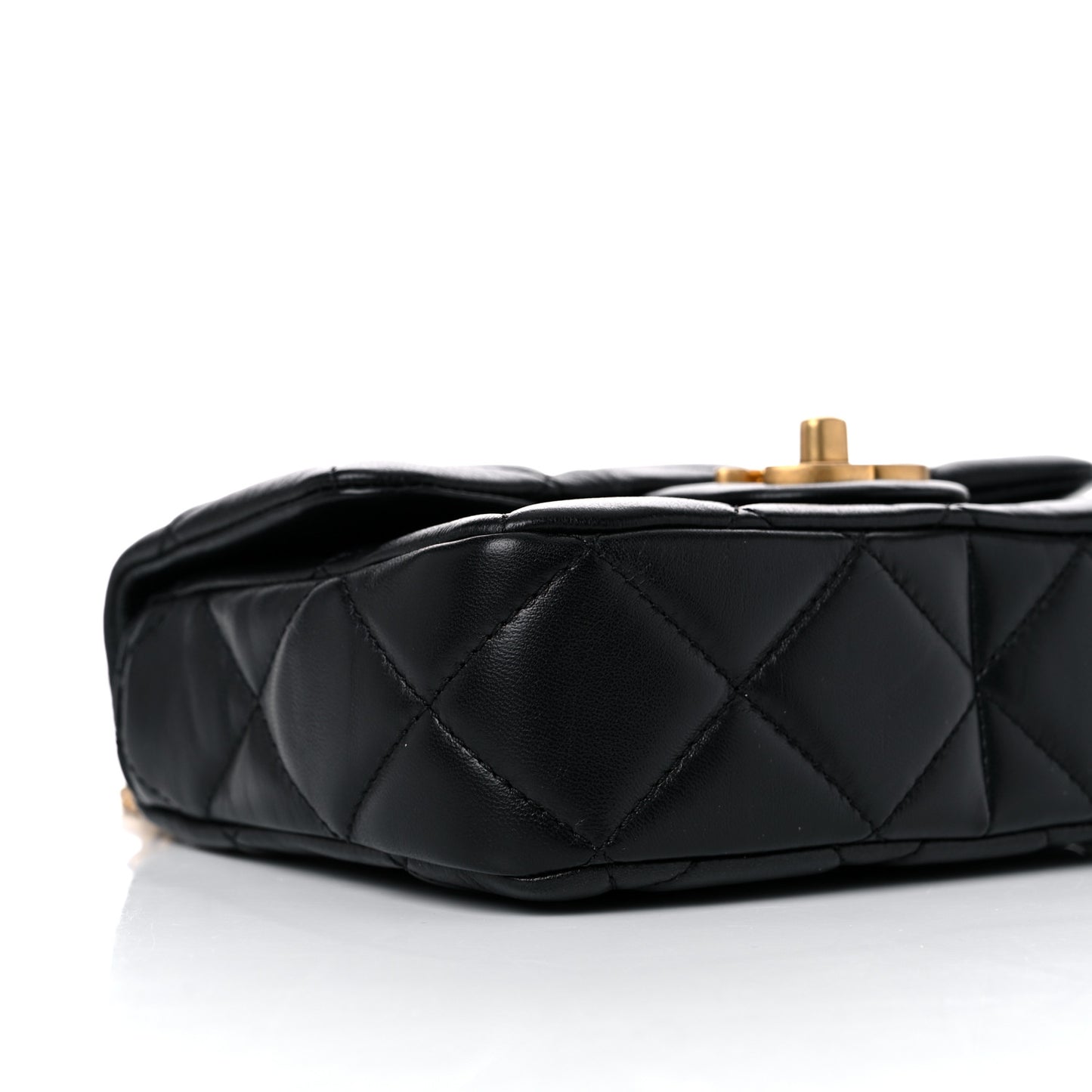Lambskin Enamel Quilted Mini Pending CC Square Flap Black