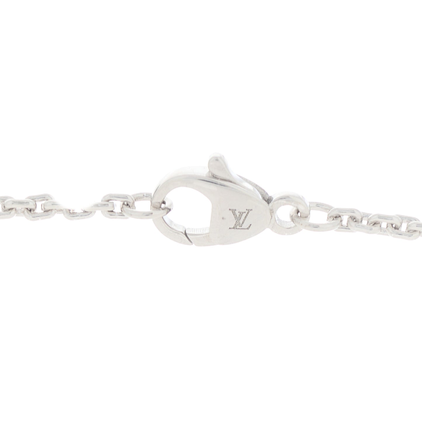 18K White Gold Diamond Large LV Volt One Pendant Necklace