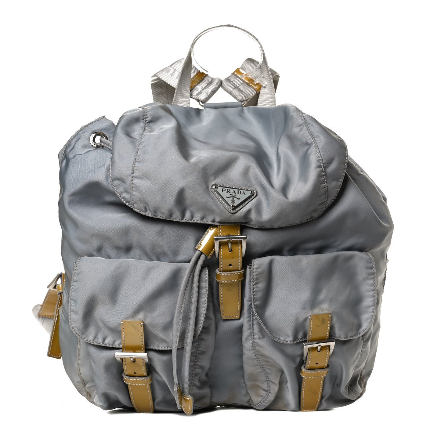 Nylon Vela Double Buckle Backpack Grey