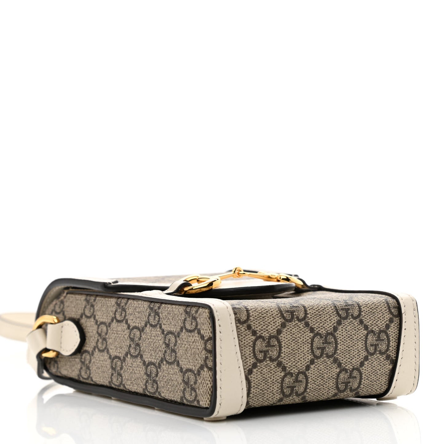 GG Supreme Monogram Azalea Calfskin Mini Horsebit 1955 Crossbody Bag Beige Ebony Mystic White