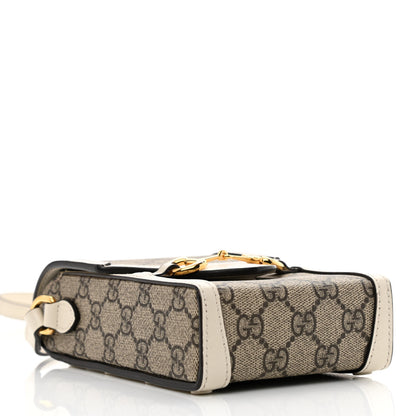 Gucci GG Supreme Monogram Azalea Calfskin Mini Horsebit 1955 Crossbody Bag Beige Ebony Mystic White 4 of 10