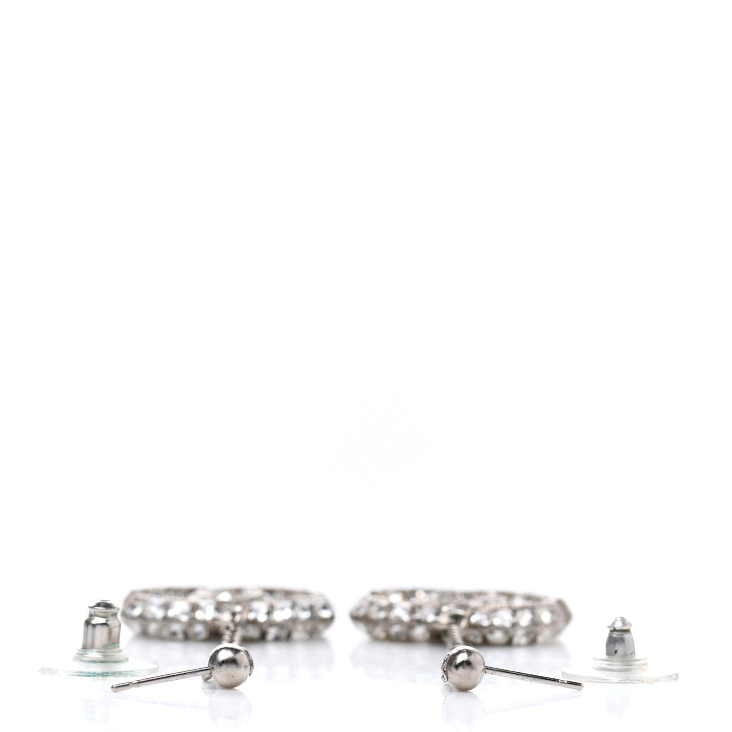 Baguette Crystal CC Drop Earrings Silver