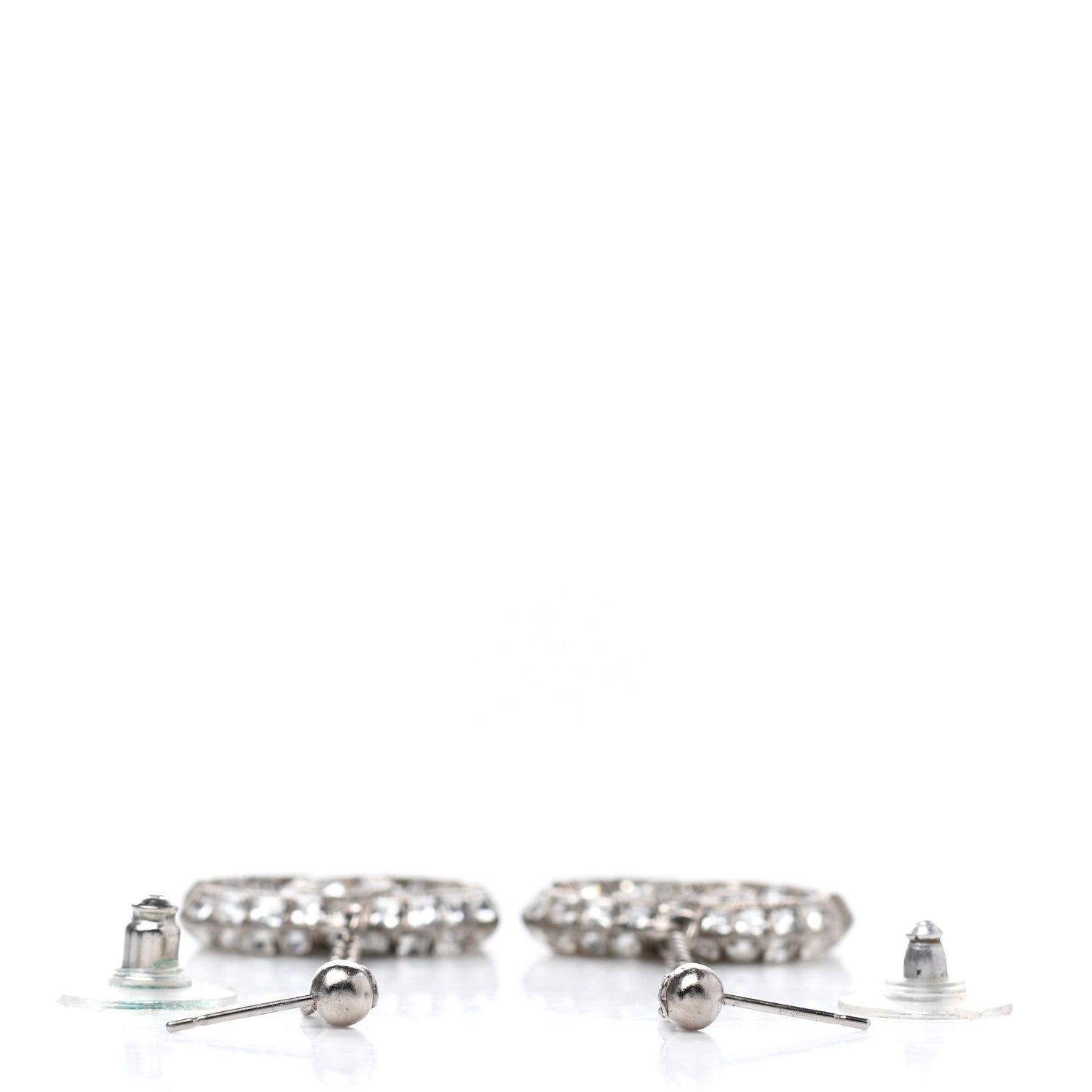 Chanel Baguette Crystal CC Drop Earrings Silver 3 of 4