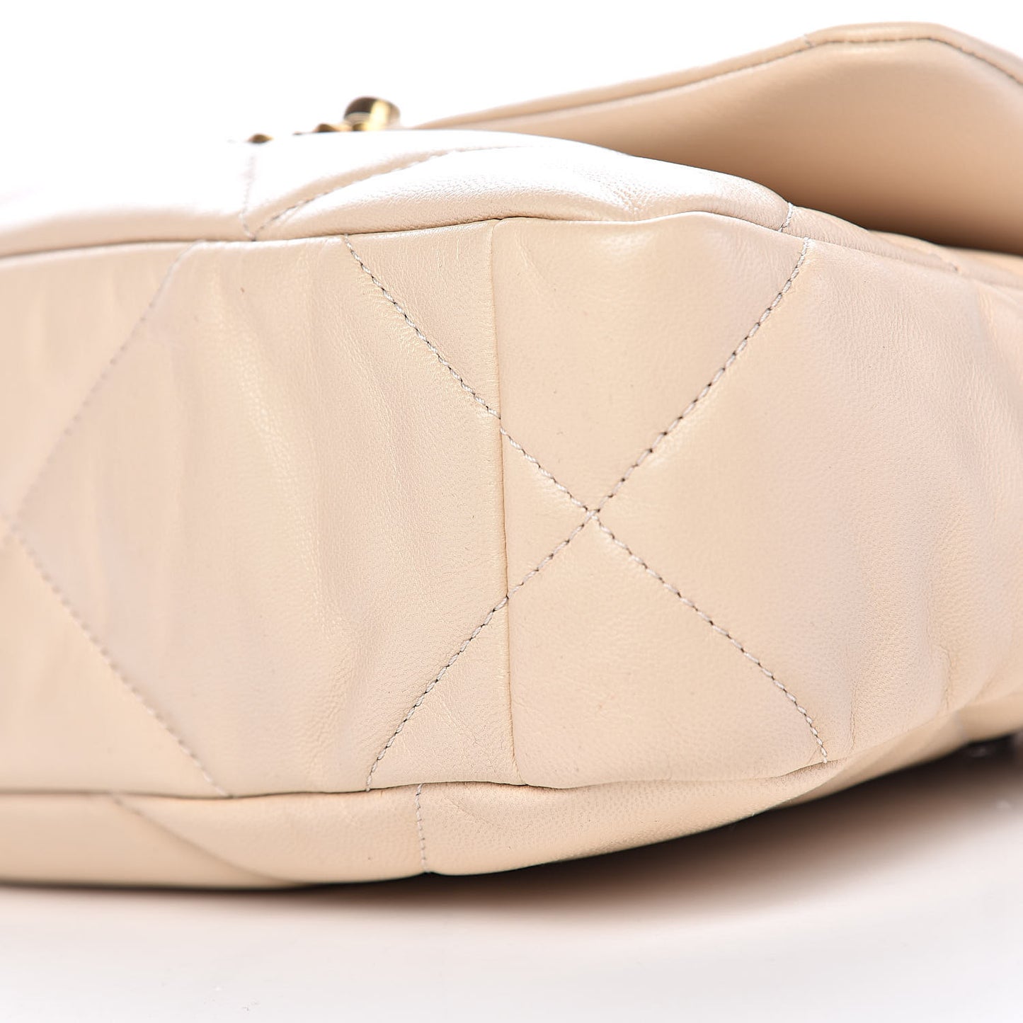 Goatskin Quilted Medium 19 Flap Beige