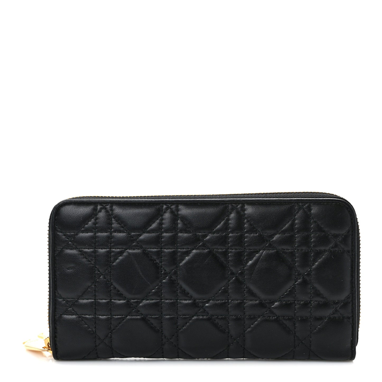 Lambskin Cannage Lady Dior Zip Wallet Black