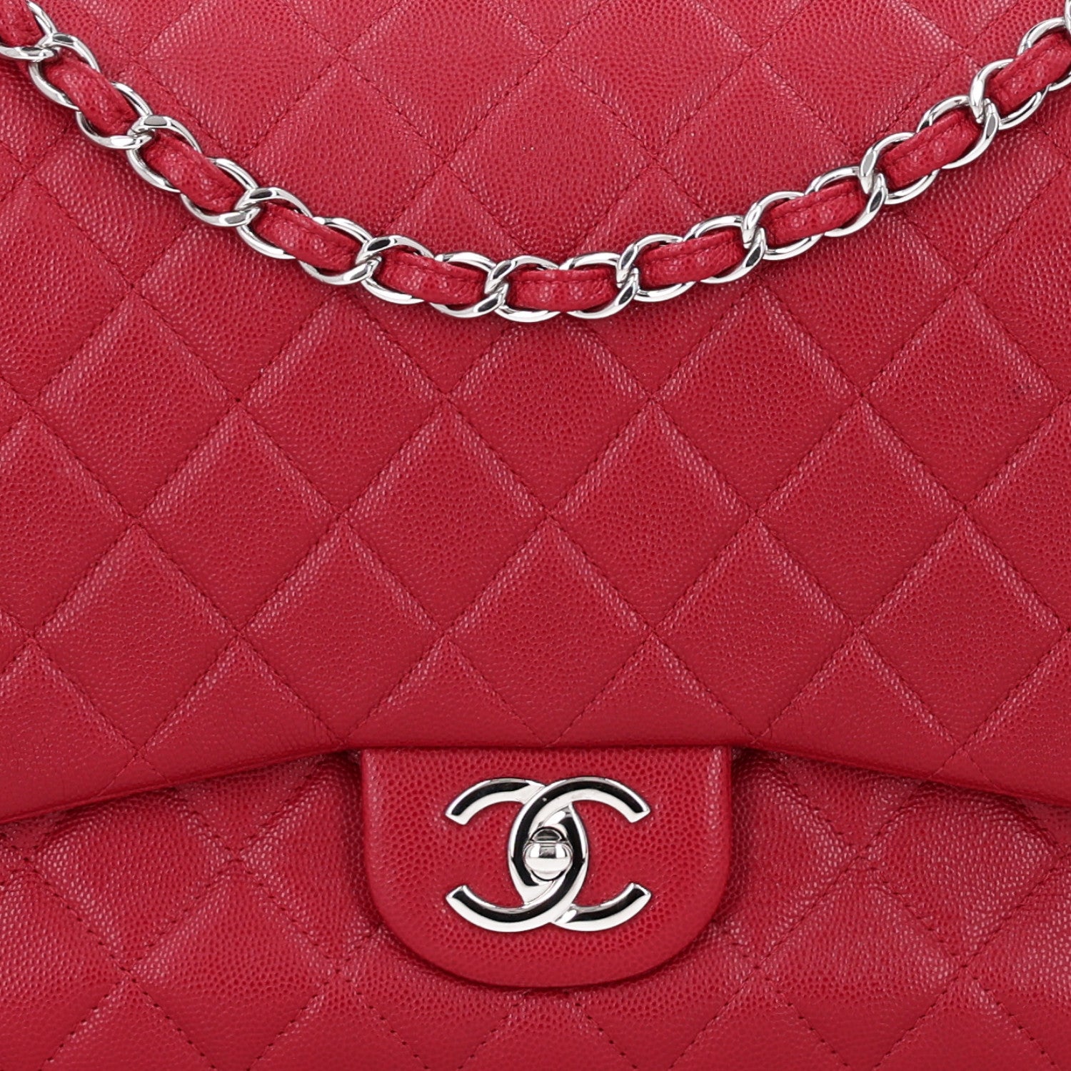 Chanel Caviar Quilted Maxi Double Flap Dark Red 8 of 10