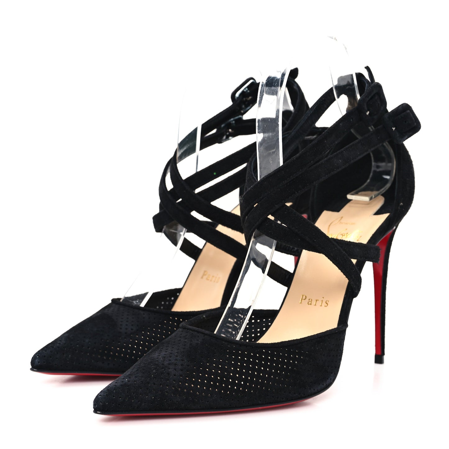 Veau Velours Perforated Victorilla 100 Pumps 38.5 Black