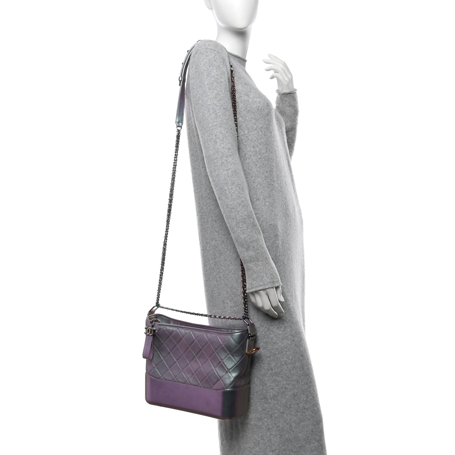 Chanel Iridescent Lambskin Calfskin Quilted Medium Gabrielle Hobo Light Purple 2 of 11