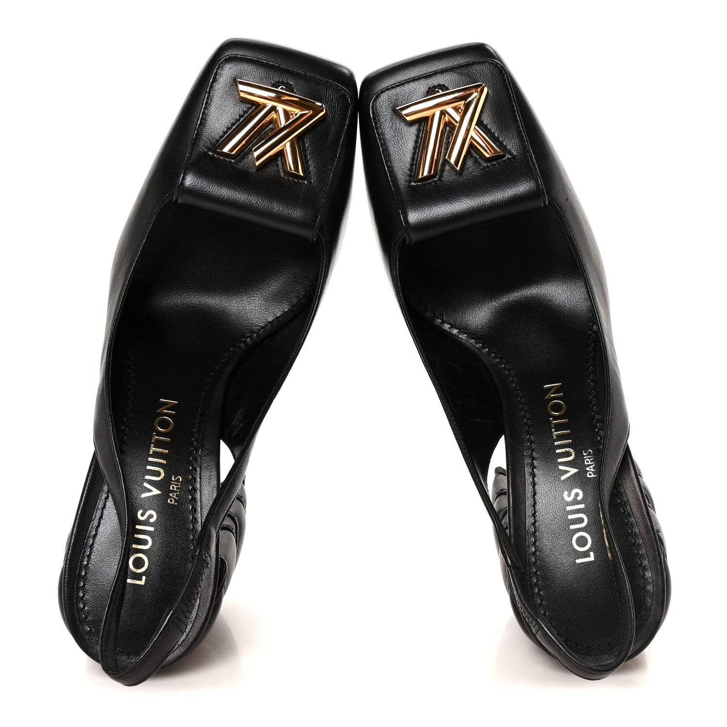 Louis Vuitton Lambskin Shake Slingback Pumps 36.5 Black 2 of 9