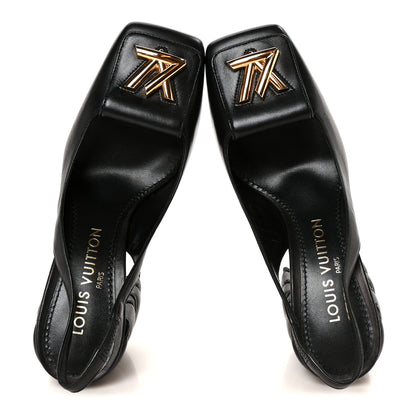 Louis Vuitton Lambskin Shake Slingback Pumps 36.5 Black 2 of 9