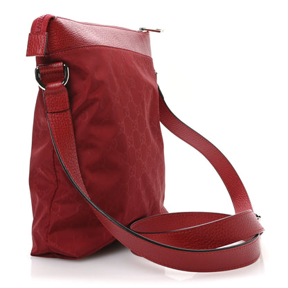 Gucci Nylon Monogram Dollar Calfskin Flat Messenger Bag Vibrant Red 3 of 11