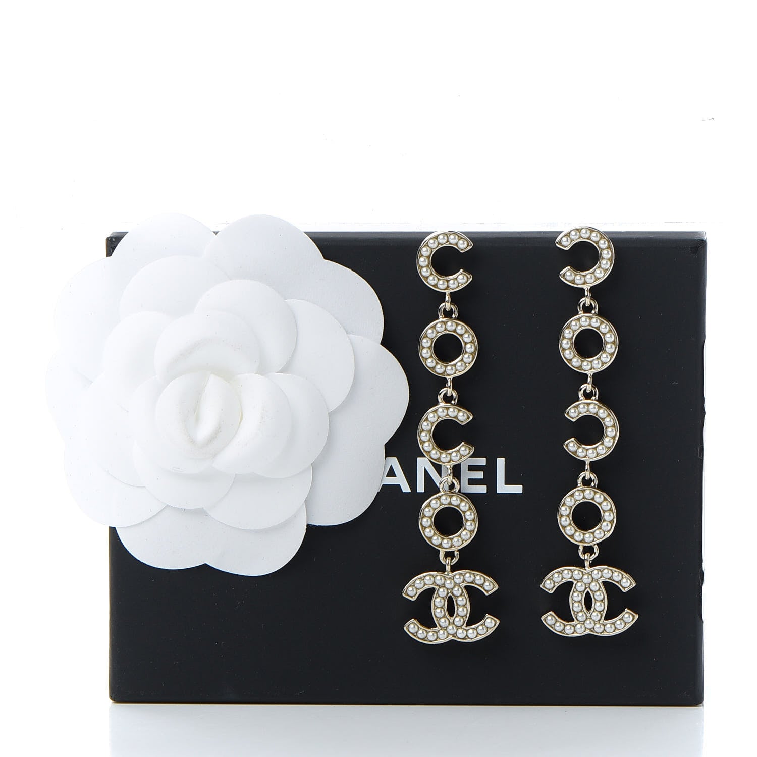 Chanel Pearl Coco Drop Earrings Gold 5 of 5