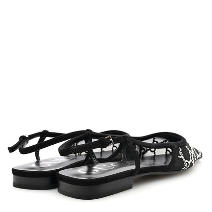 Gucci Suede Mesh Crystal GG Monogram Slingback Ballet Flats 37 Black 4 of 7