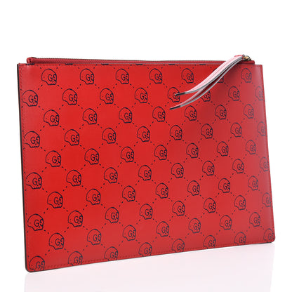 Gucci Calfskin GucciGhost Hamlet Skull Zip Pouch Hibiscus Red 3 of 10