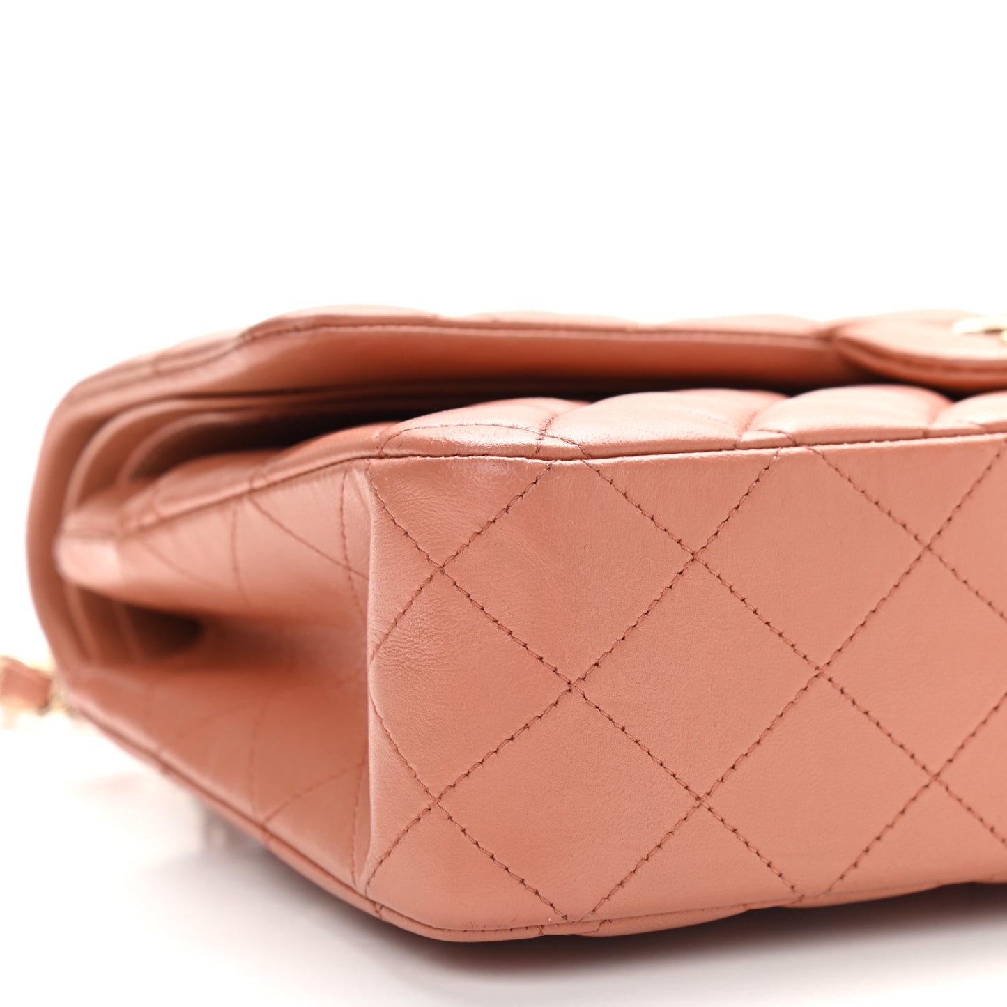 Lambskin Quilted Medium Double Flap Coral