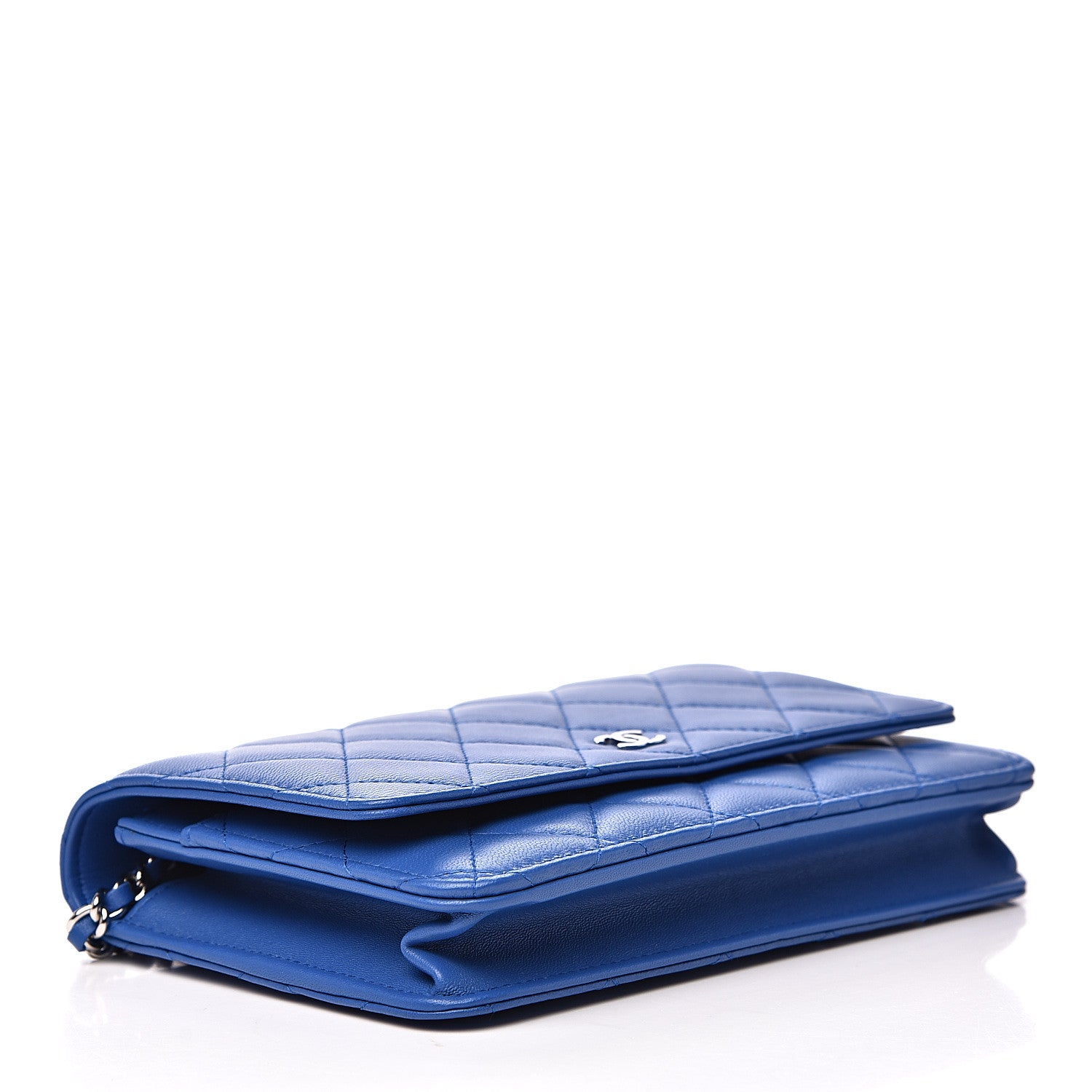 Chanel Lambskin Quilted Wallet On Chain WOC Blue 3 of 12