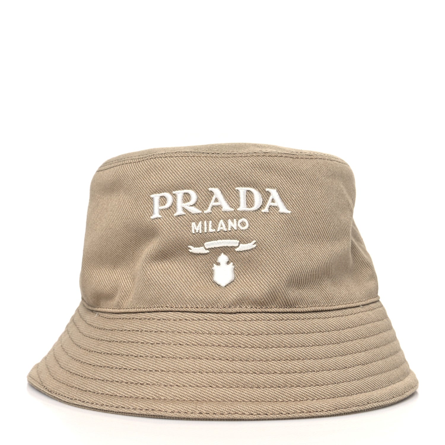 Prada Re-Nylon Logo Embroidered Womens Bucket Hat S Kaki 1 of 7