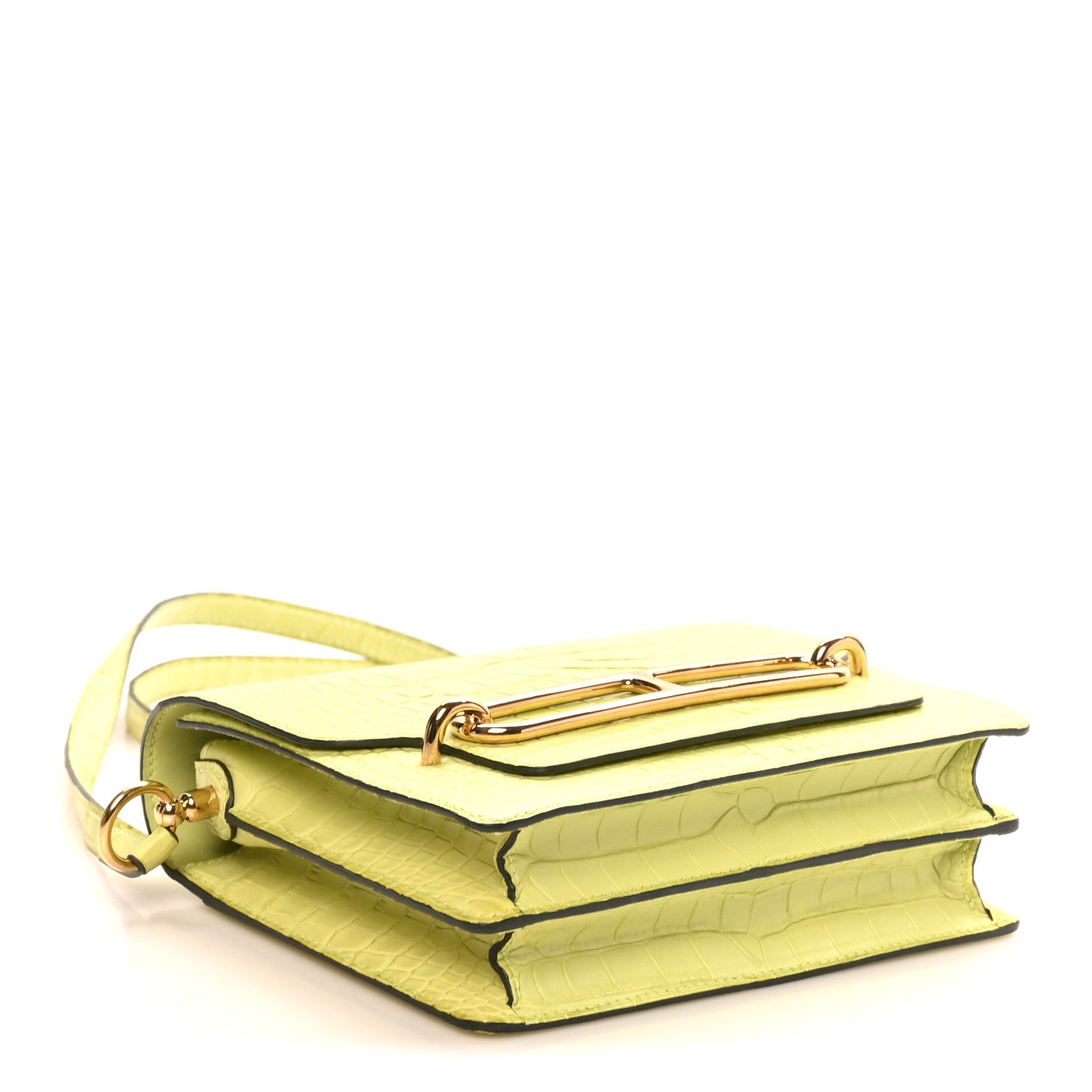 Hermes Matte Alligator Mini Sac Roulis Jaune Bourgeon 4 of 10