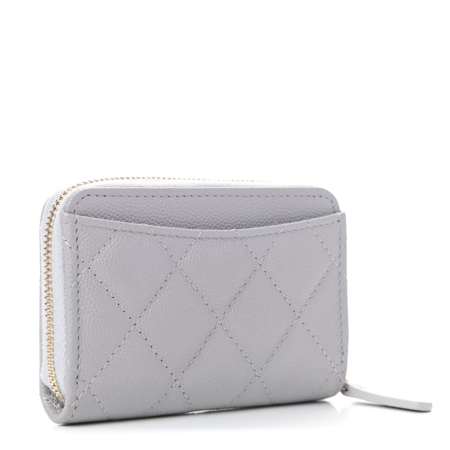 Caviar Quilted Zip Coin Purse Grey