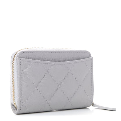 Chanel Caviar Quilted Zip Coin Purse Grey 2 of 4