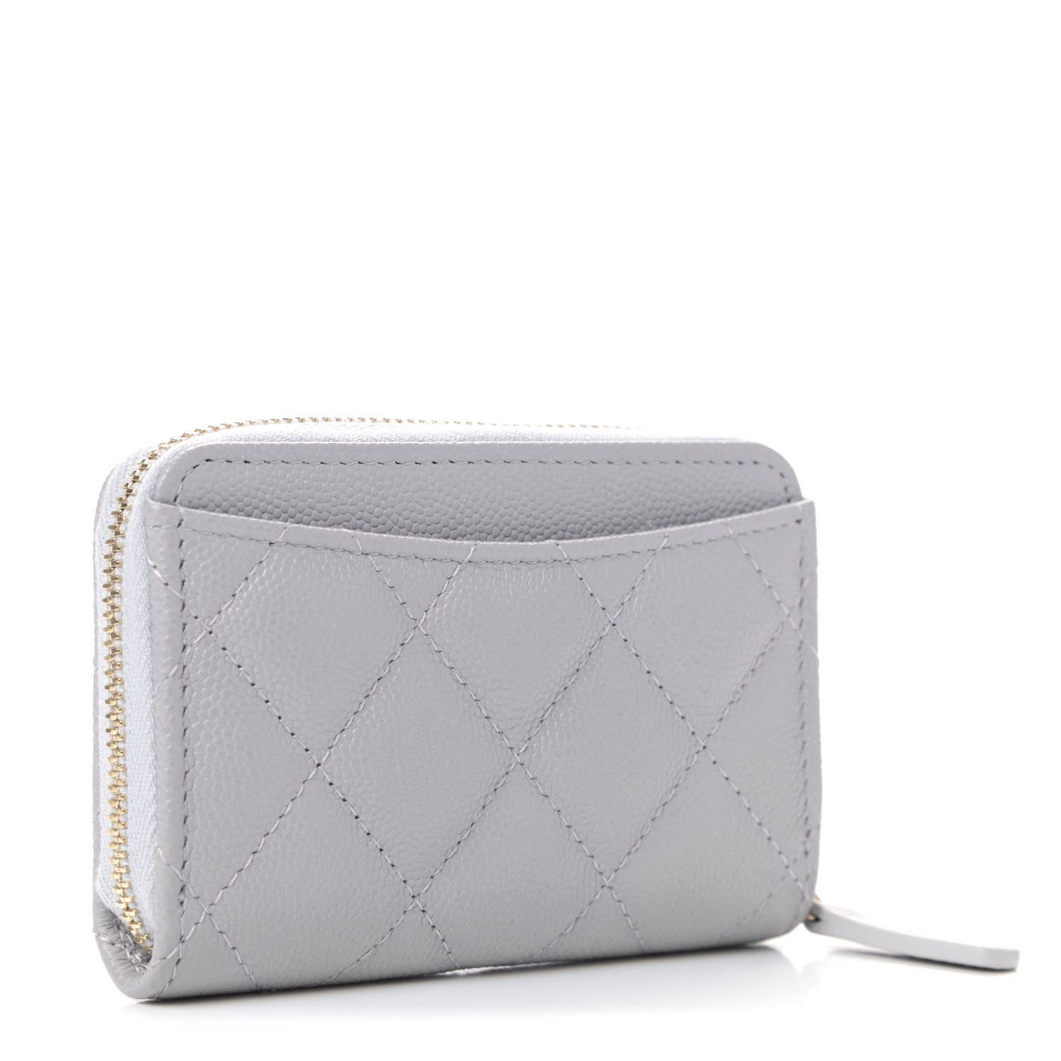 Chanel Caviar Quilted Zip Coin Purse Grey 2 of 4