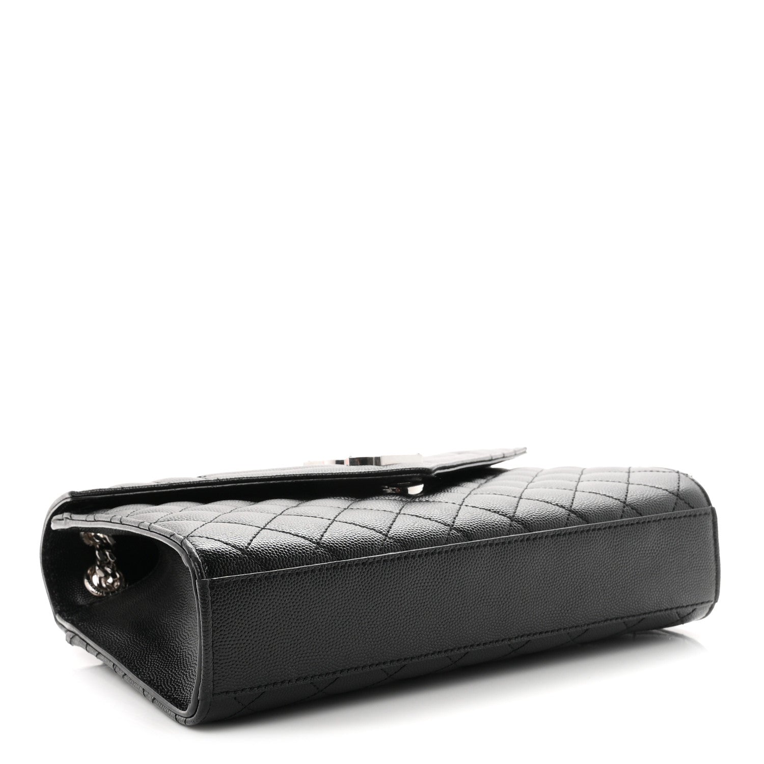 Saint Laurent Grain De Poudre Textured Mixed Matelasse Triquilt Medium Monogram Satchel Black 4 of 10