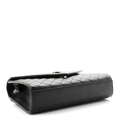 Saint Laurent Grain De Poudre Textured Mixed Matelasse Triquilt Medium Monogram Satchel Black 4 of 10