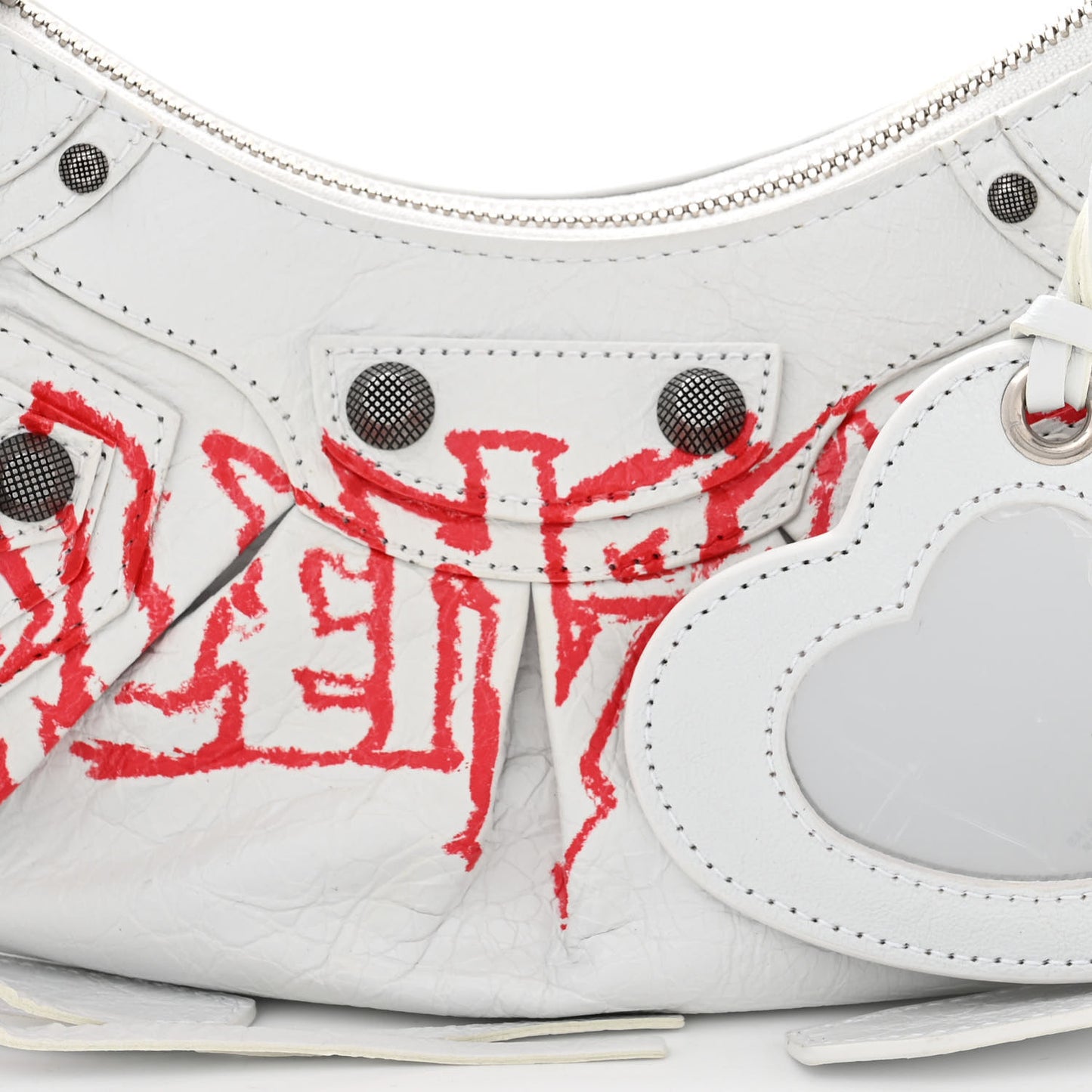 Agneau Arena Lunar New Year Graffiti Logo Le Cagole Shoulder Bag XS Optic White