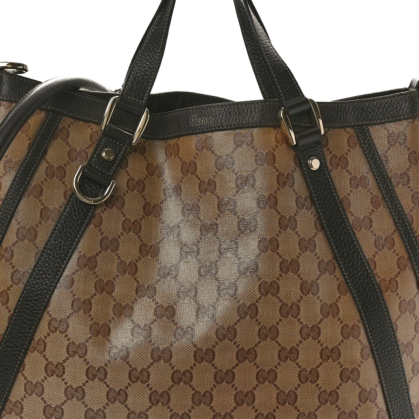Crystal Monogram Medium Abbey Convertible Tote Dark Brown