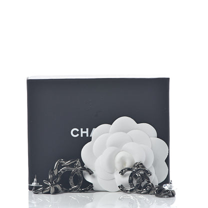 Chanel Metal CC Pick Drop Earrings Ruthenium 5 of 5