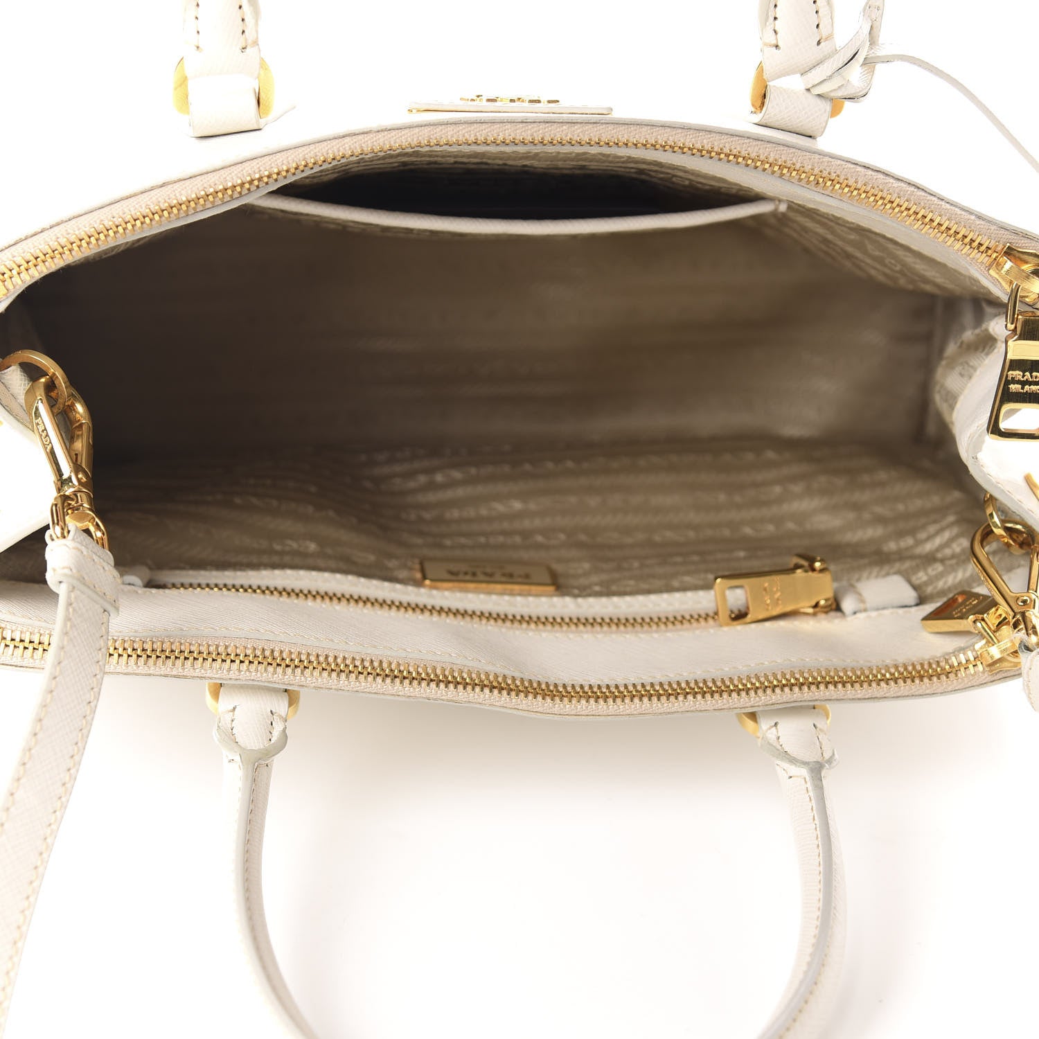 Prada Saffiano Small Galleria Double Zip Tote Talco 5 of 13