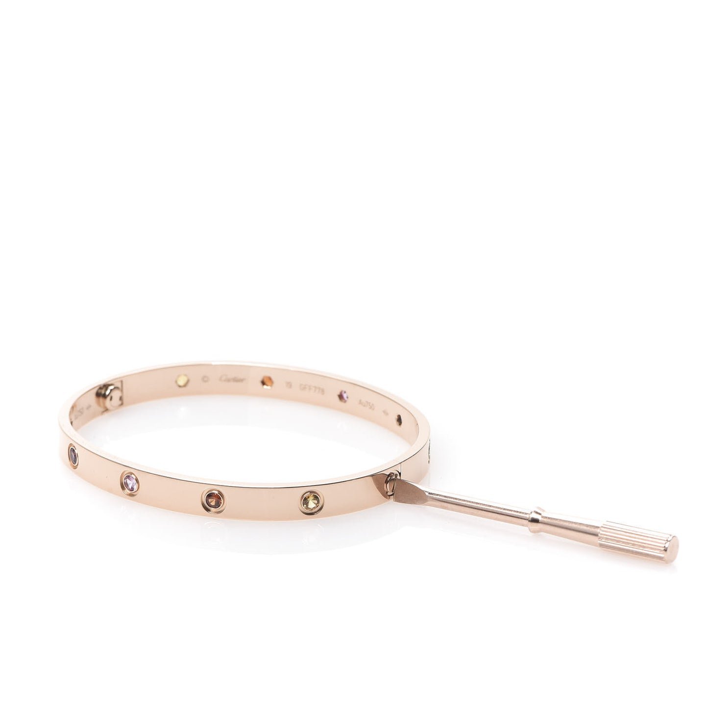 18K Pink Gold Sapphire Garnet Amethyst LOVE Bracelet 19