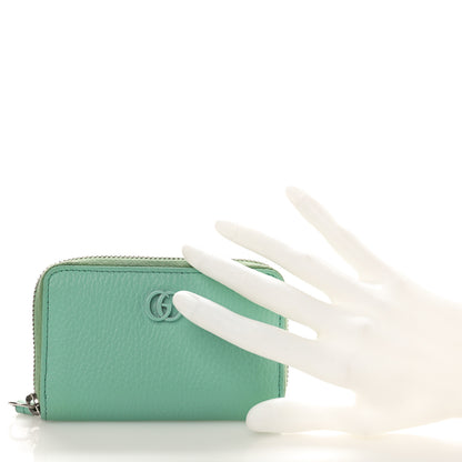 Gucci Dollar Calfskin Enamel Monochrome GG Marmont Zip Around Card Holder Pepperlight Mint 2 of 8