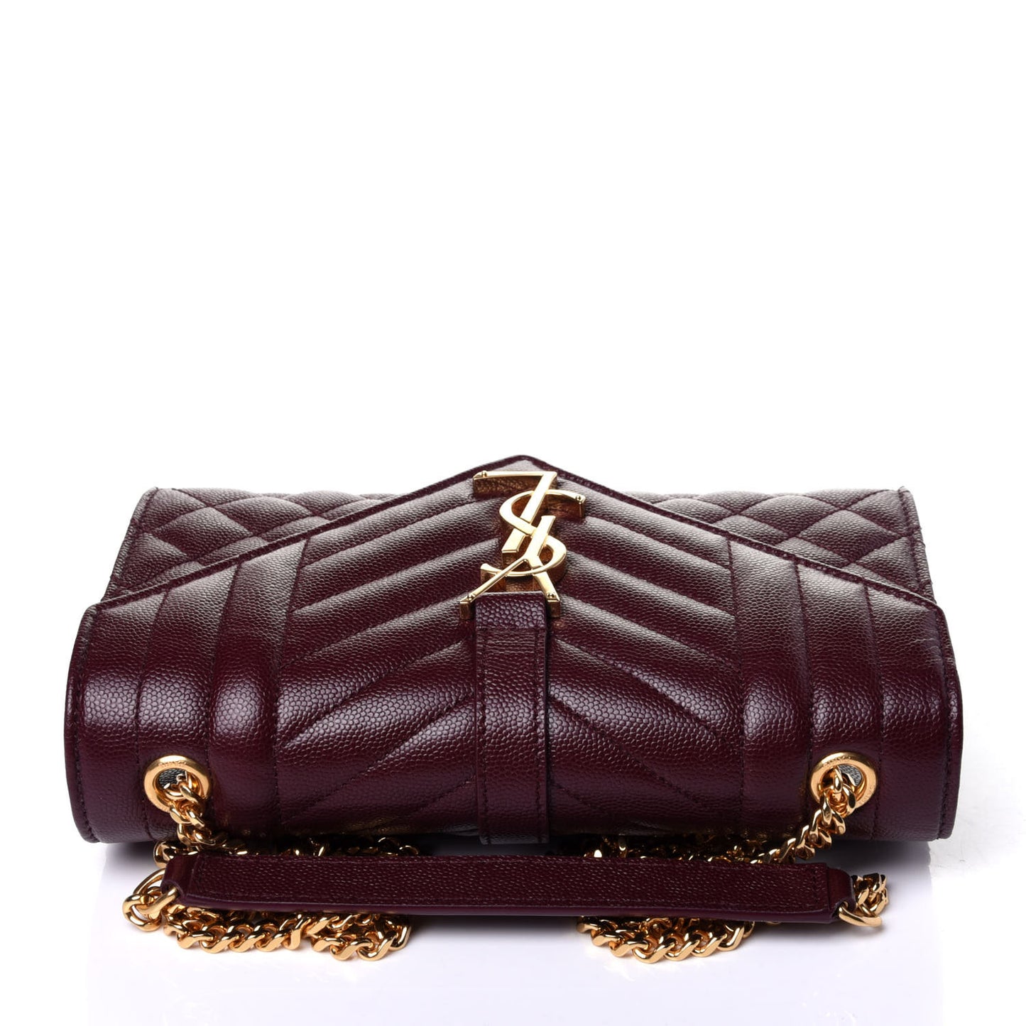 Grain De Poudre Textured Mixed Matelasse Triquilt Small Monogram Satchel Burgundy