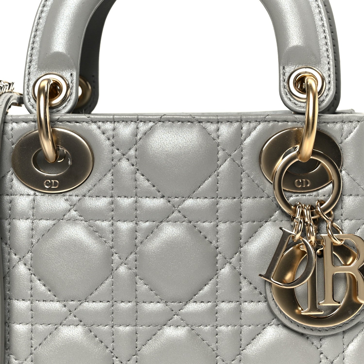 Christian Dior Lambskin Cannage Mini Lady Dior Gray Opaline 8 of 10