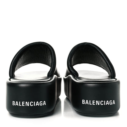 Balenciaga Smooth Nappa Logo Rise Platform Sandals 37 Black White 5 of 8