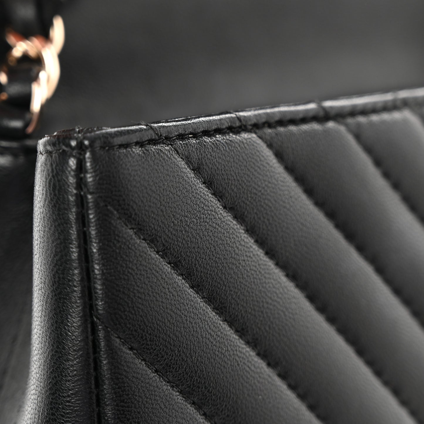 Lambskin Chevron Quilted Mini Square Flap Black
