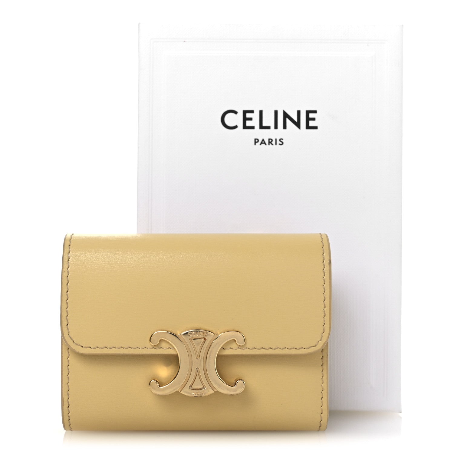 Celine Shiny Calfskin Compact Triomphe Wallet With Coin Purse Pollen 11 of 11